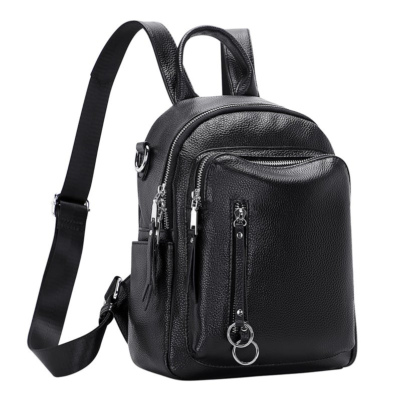 ALTOSY Fashion Genuine Leather Backpack Purse for Women Shoulder Bag Casual Daypack Small(S10 Black) - Image 2